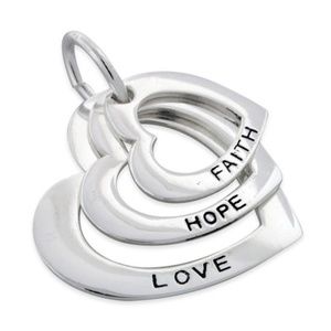 Sterling Silver Faith Hope Love 3 Heart Pendant